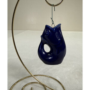 Gurgle Pot Christmas Ornaments MINI Fish Ceramic Blue 3.5 " Figure Bnfts Charity